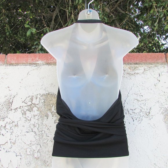 Kenneth Cole black wrap around waist halter top L - Picture 7 of 7